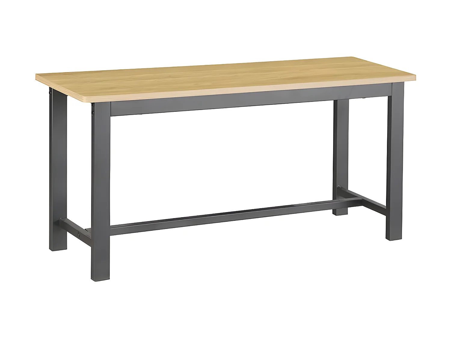 Ensemble table + 2 bancs métal et bois - Naturel