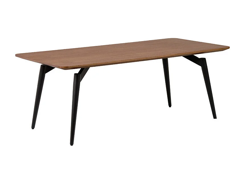Table basse 120 cm plaquée bois de noyer et pieds métal noir - CARSON