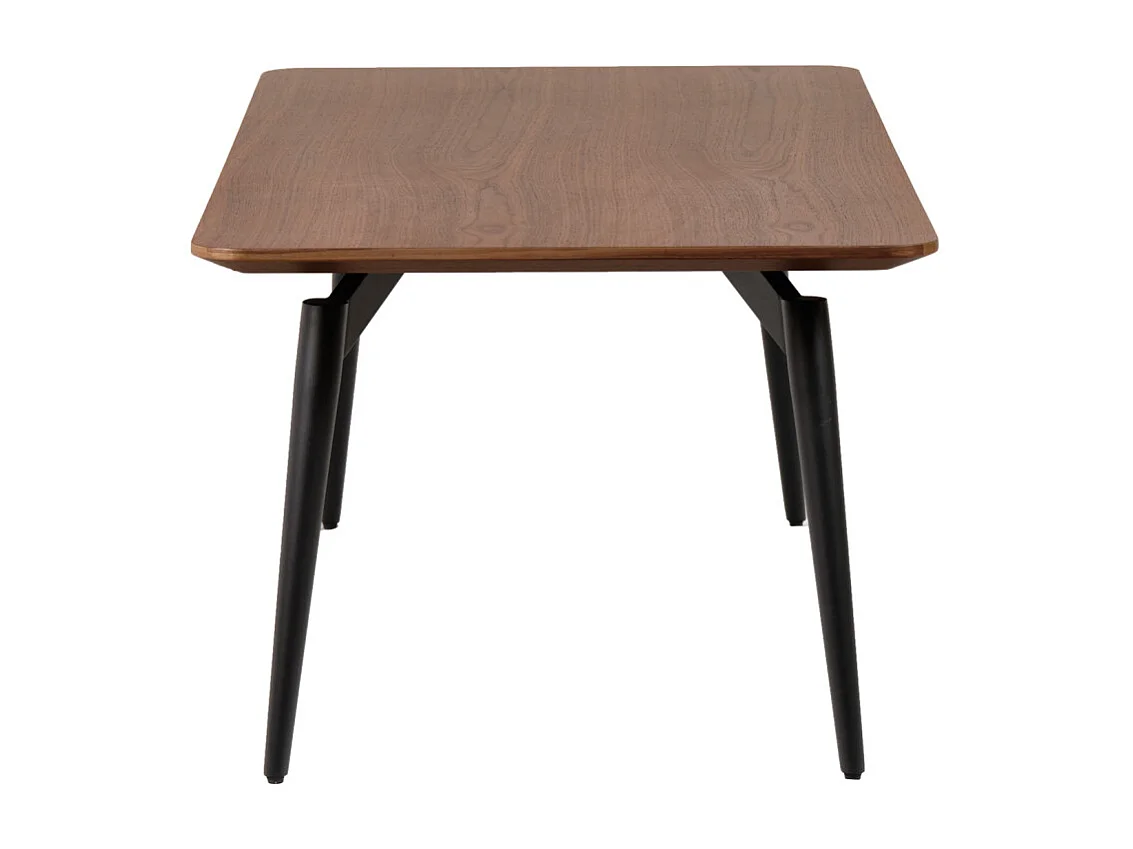 Table basse 120 cm plaquée bois de noyer et pieds métal noir - CARSON