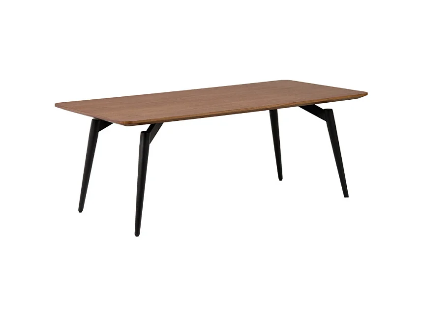 Table basse 120 cm plaquée bois de noyer et pieds métal noir - CARSON
