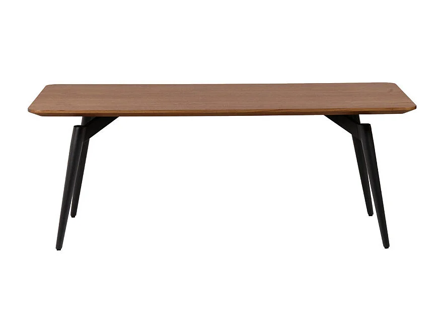 Table basse 120 cm plaquée bois de noyer et pieds métal noir - CARSON