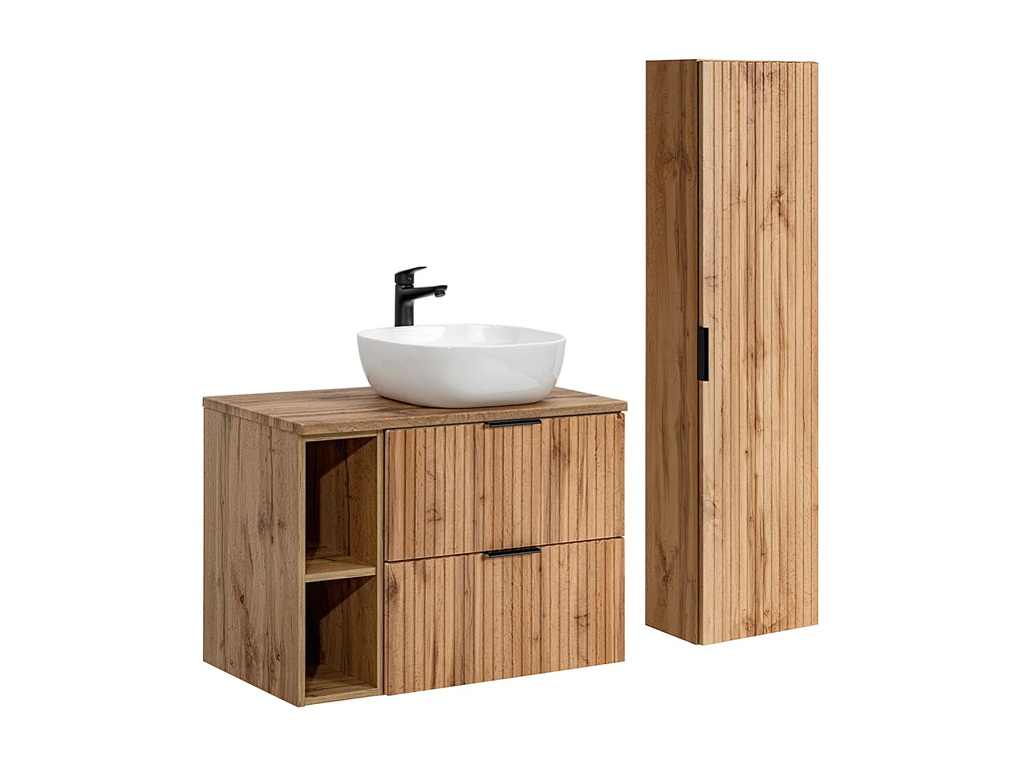 Tvättställsskåp 80cm 2 nischer och piedestal Adriel Wood