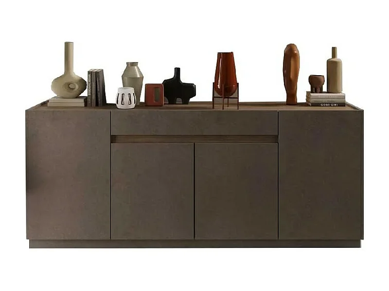Sideboard mit 4 Türen und 1 Schublade, Kollektion FANZY. Farbe Braun und Dunkel-Eiche.