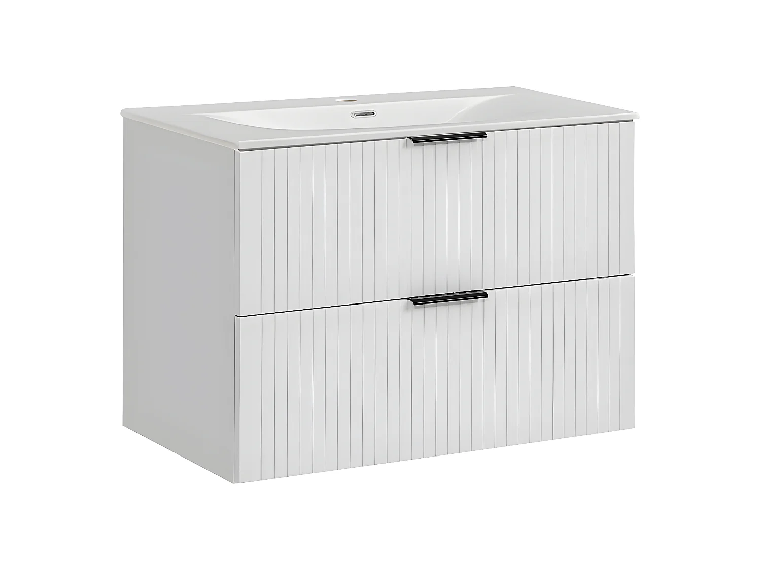 Meuble simple vasque encastrée 80cm Adriel Blanc