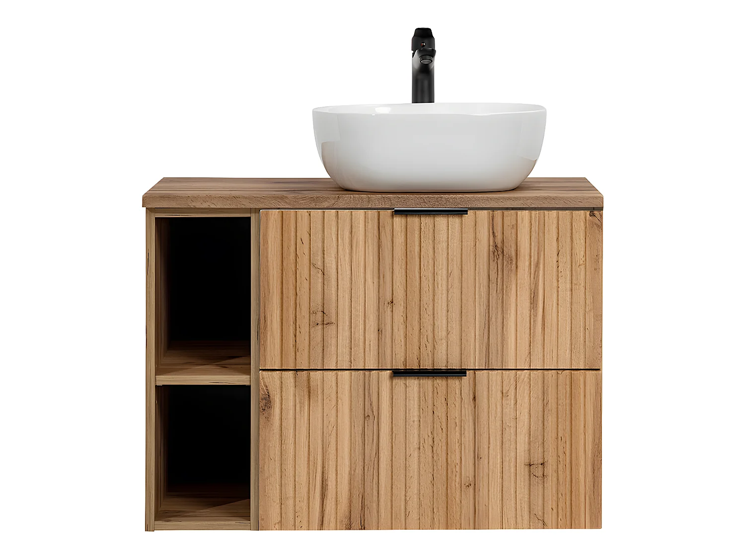 Enkele wastafel 80cm 2 nissen Adriel Wood