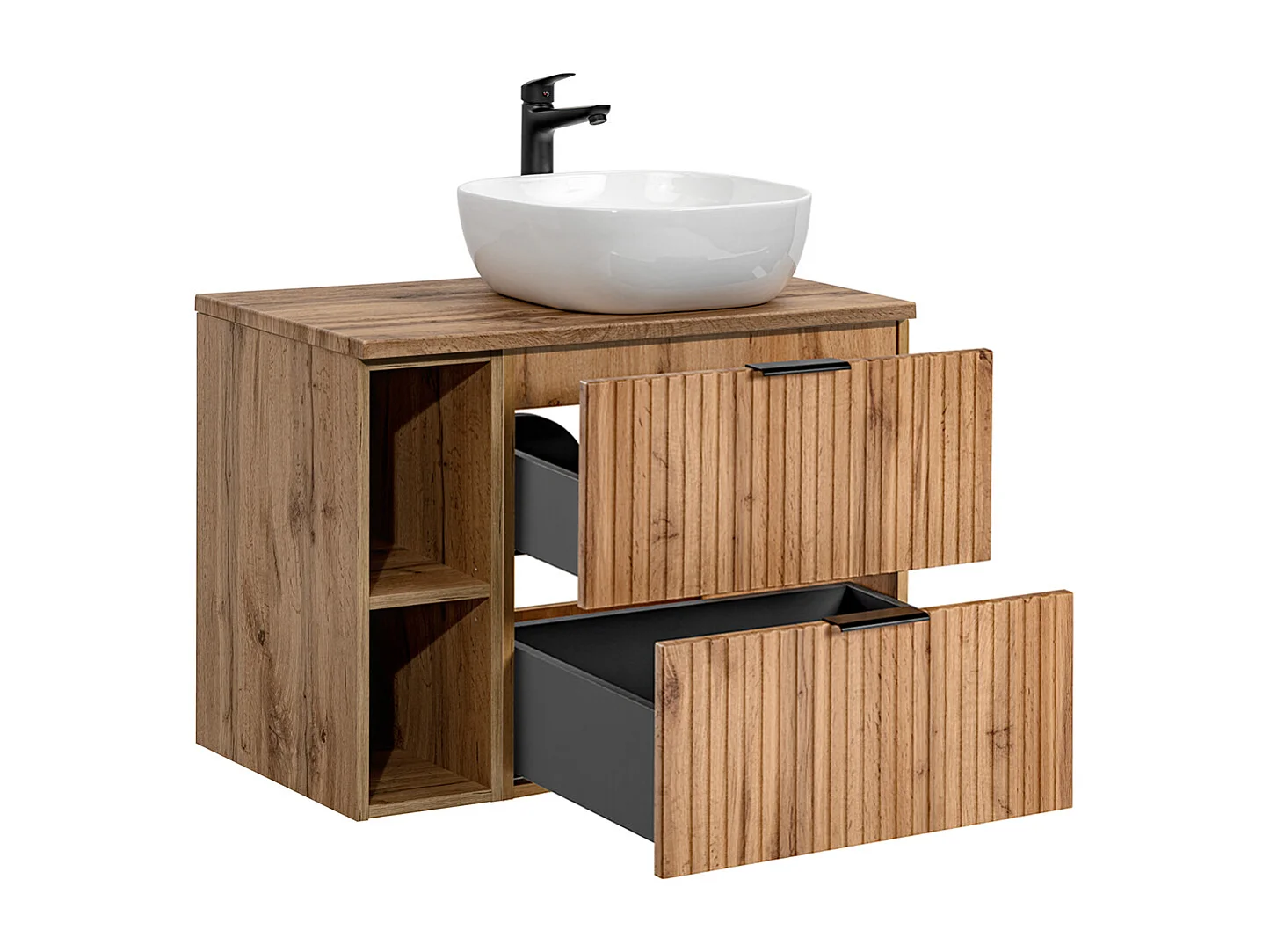Enkelt håndvask 80 cm 2 nicher Adriel Wood