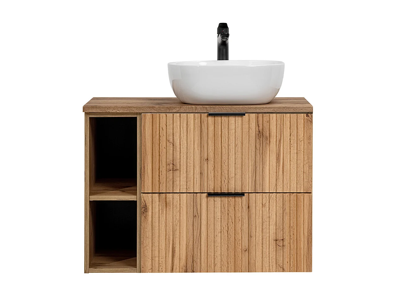 Enkelt håndvask 80 cm 2 nicher Adriel Wood