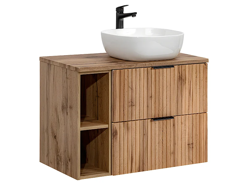 Meuble simple vasque 80cm 2 niches Adriel Bois