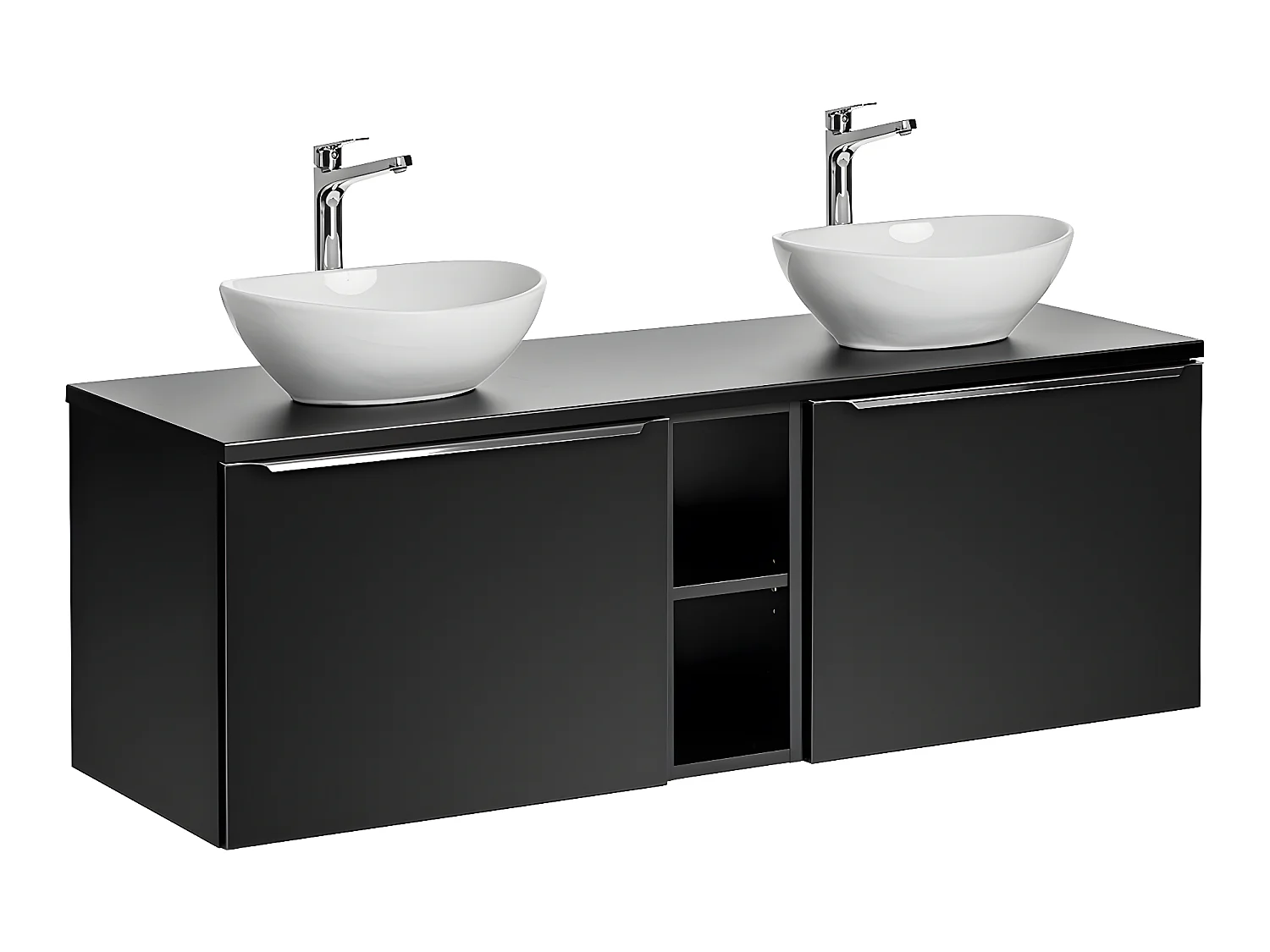 Meuble double vasque 140cm 2 niches Éros Noir