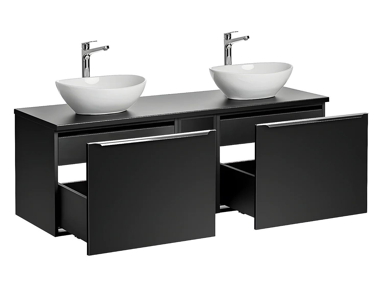 Meuble double vasque 140cm 2 niches Éros Noir