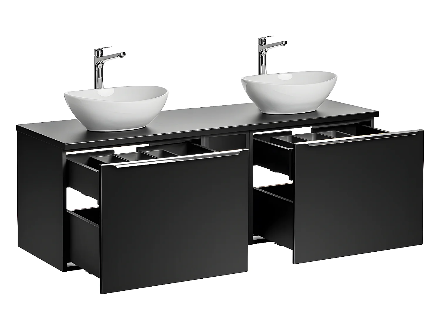 Meuble double vasque 140cm 2 niches Éros Noir