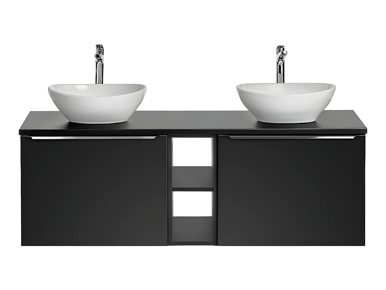 Meuble double vasque 140cm 2 niches Éros Noir