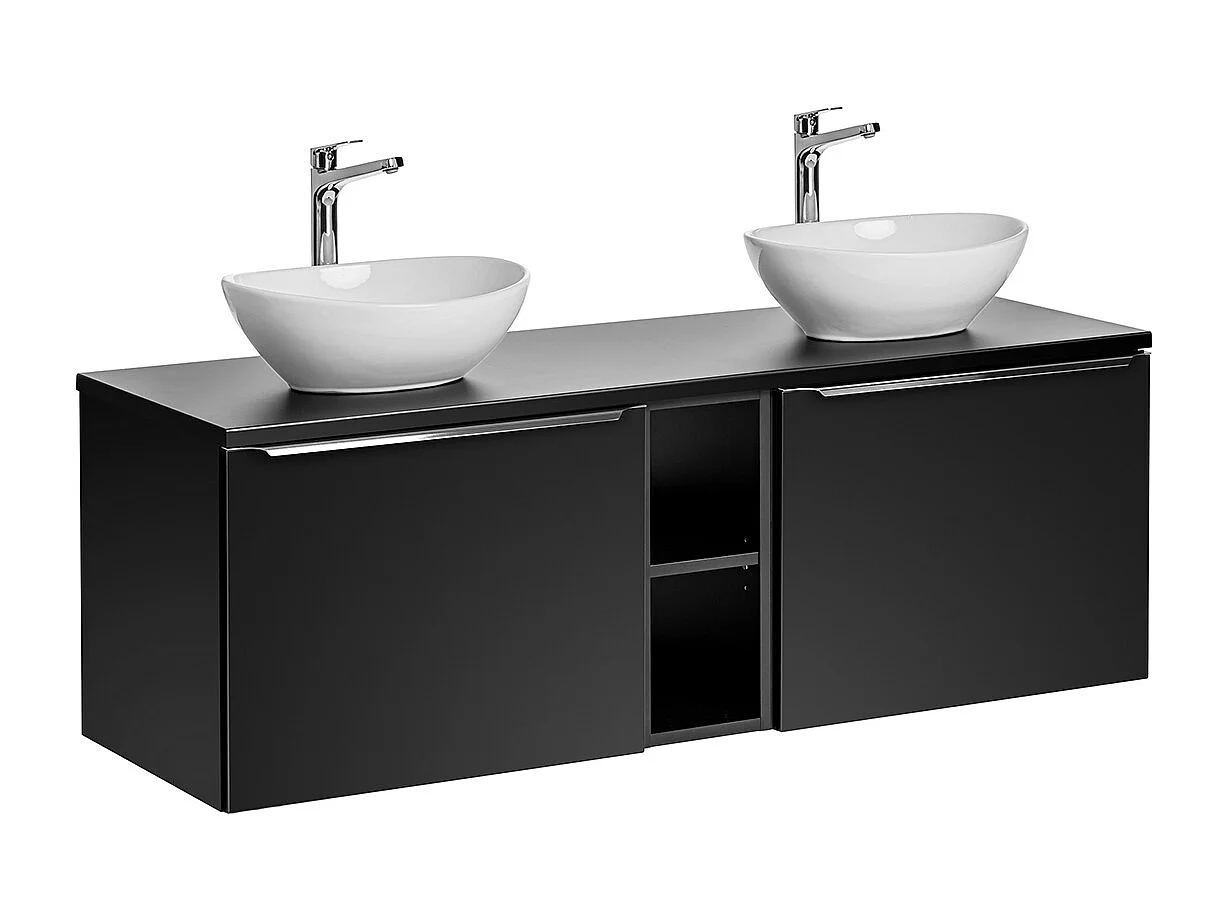 Meuble double vasque 140cm 2 niches Éros Noir
