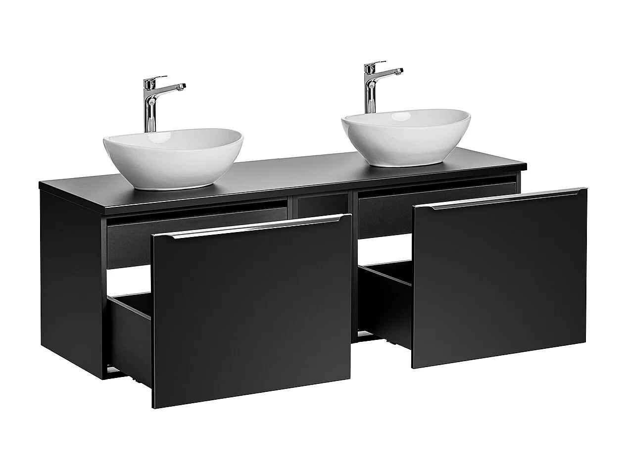 Meuble double vasque 140cm 2 niches Éros Noir