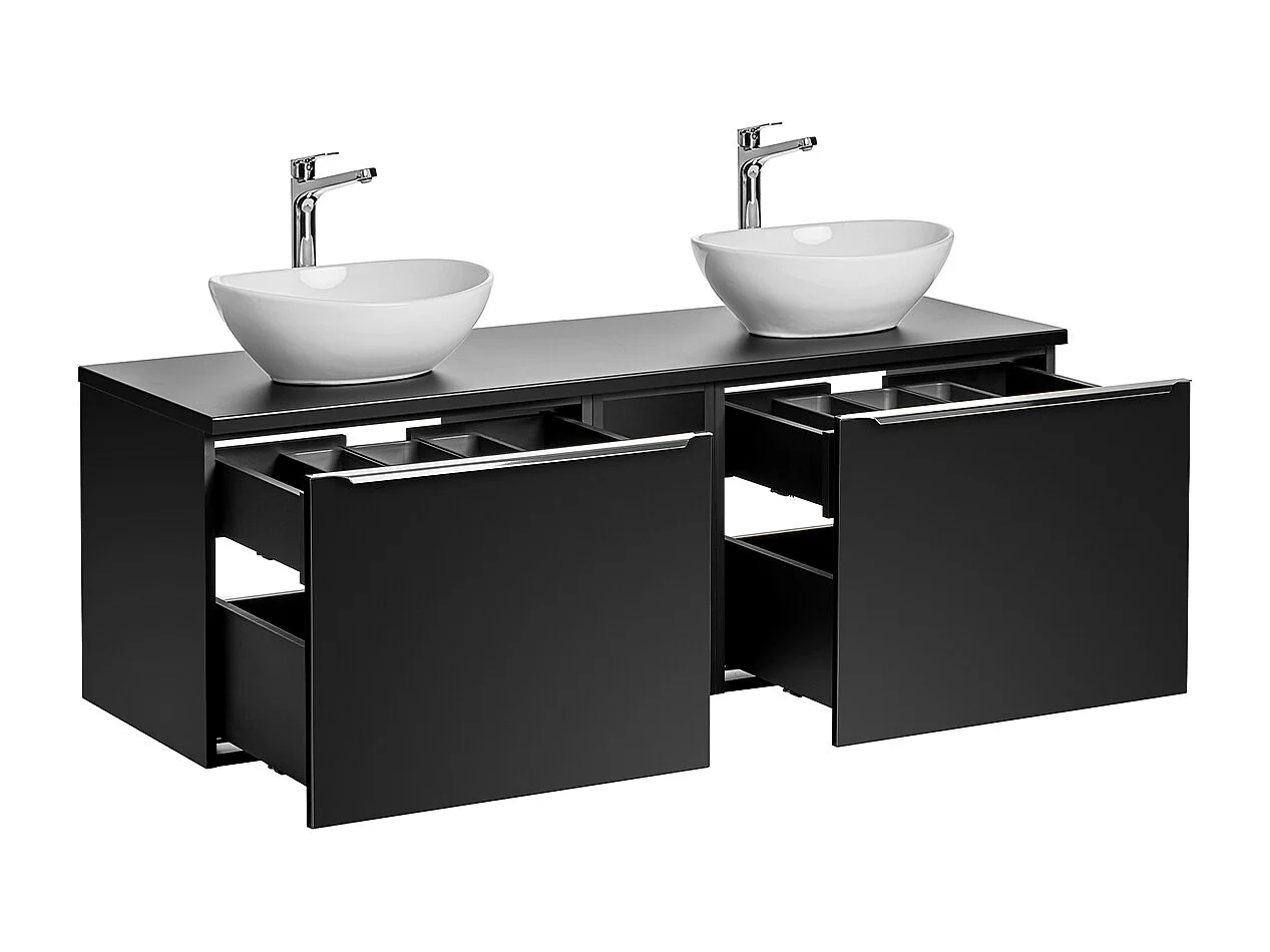 Meuble double vasque 140cm 2 niches Éros Noir