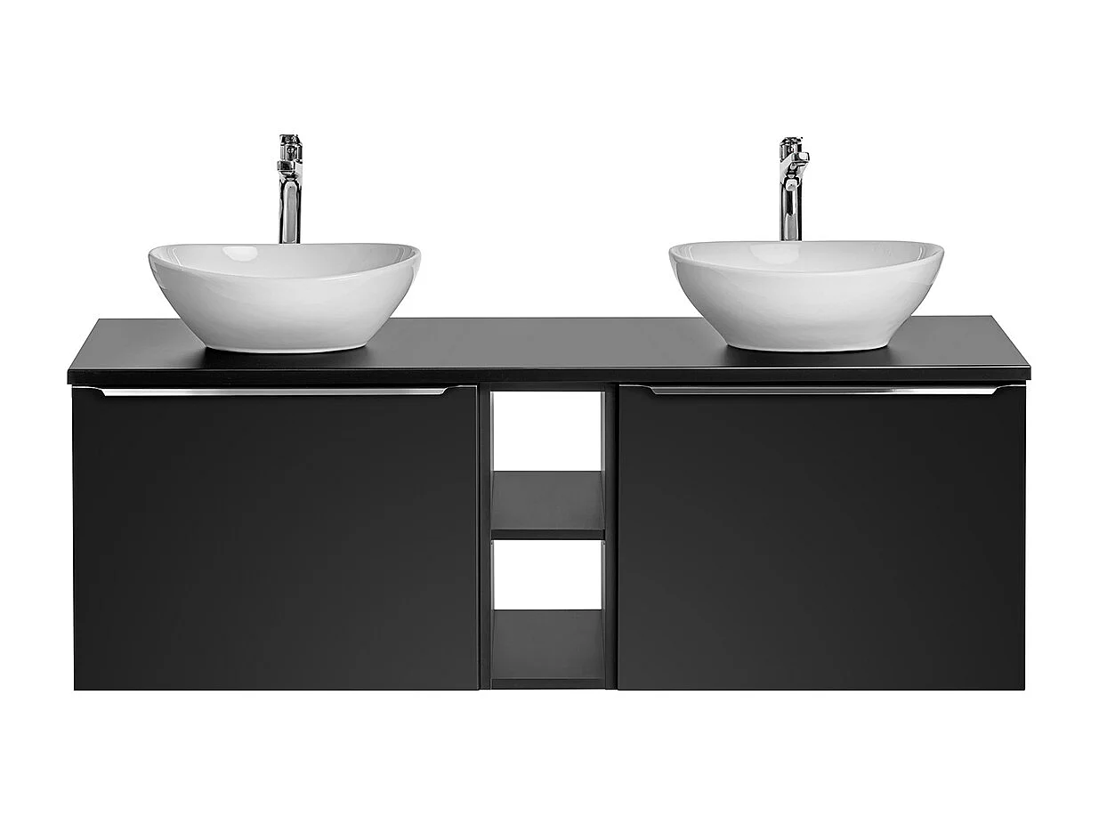 Meuble double vasque 140cm 2 niches Éros Noir