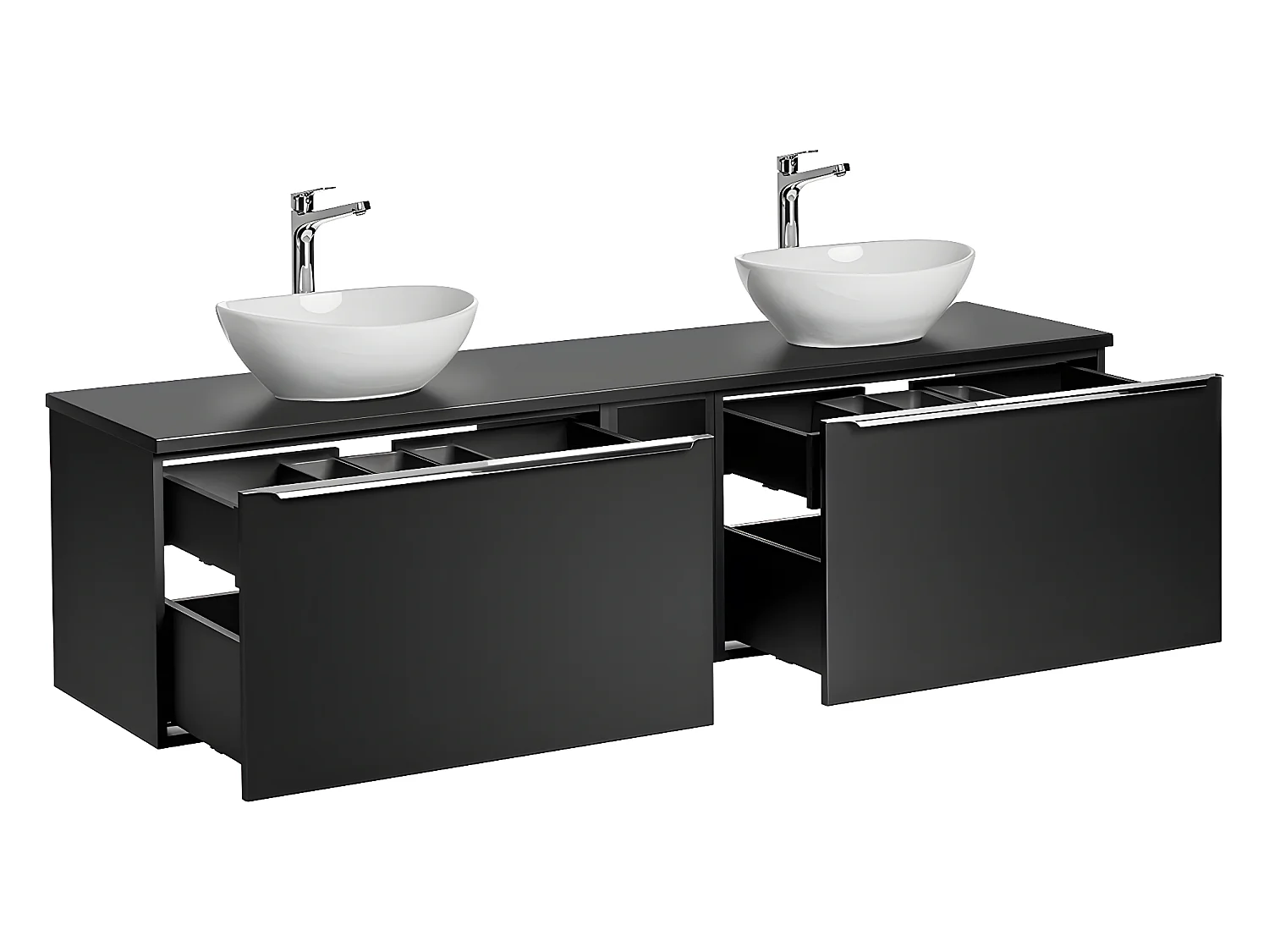 Meuble double vasque 180cm 2 niches Éros Noir