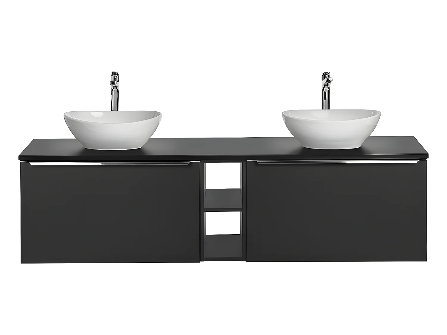 Meuble double vasque 180cm 2 niches Éros Noir