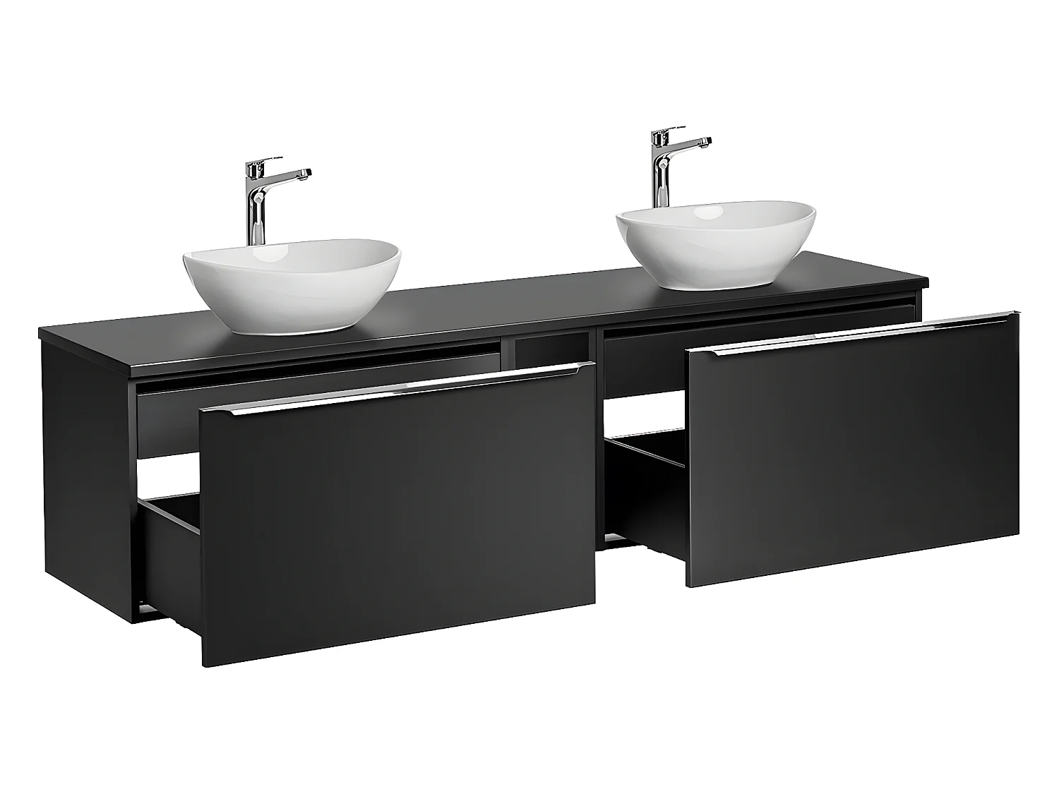 Meuble double vasque 180cm 2 niches Éros Noir