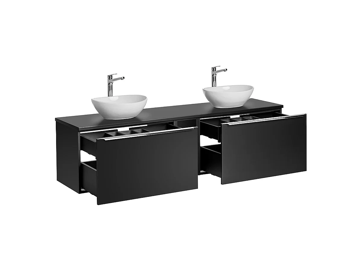 Dobbelt håndvask 180cm 2 nicher Eros Black
