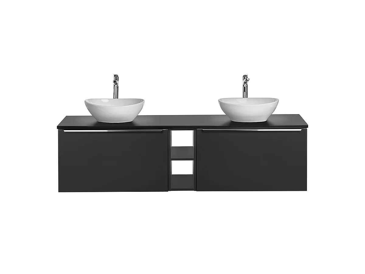 Dobbelt håndvask 180cm 2 nicher Eros Black