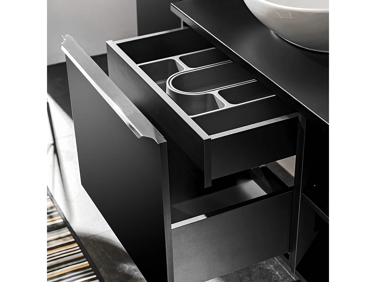 Dobbelt håndvask 180cm 2 nicher Eros Black