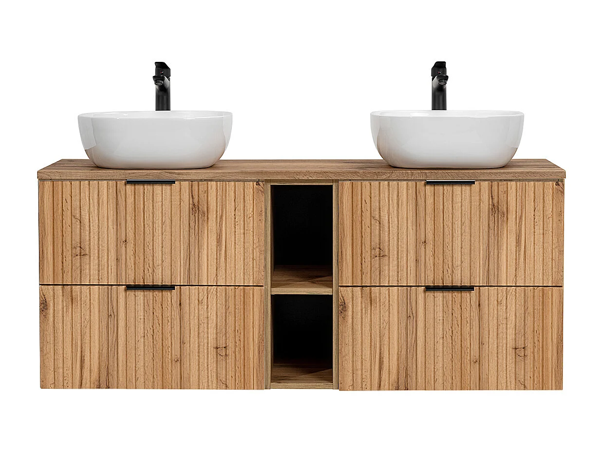 Dobbelt håndvask 140cm 2 nicher Adriel Wood