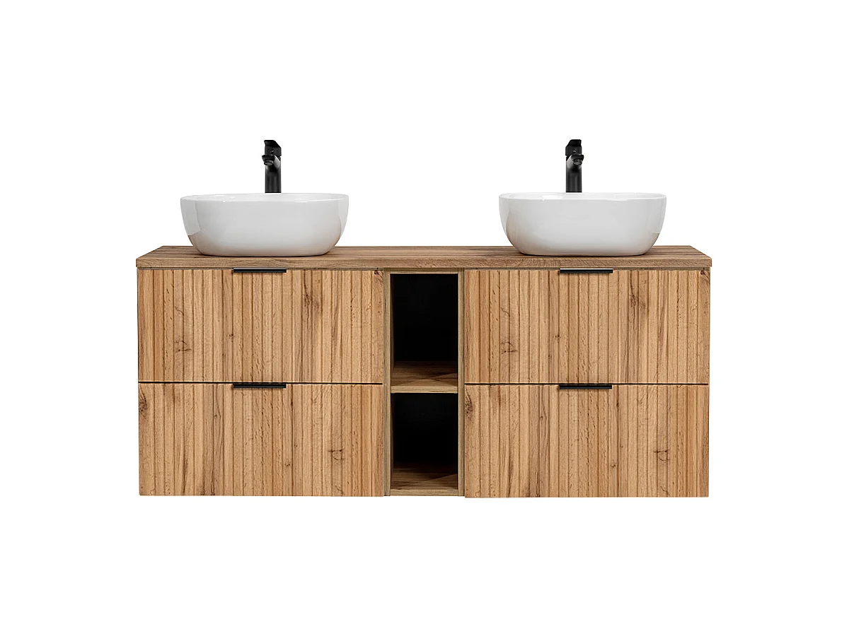 Mueble lavabo doble 140cm 2 nichos Adriel Madera