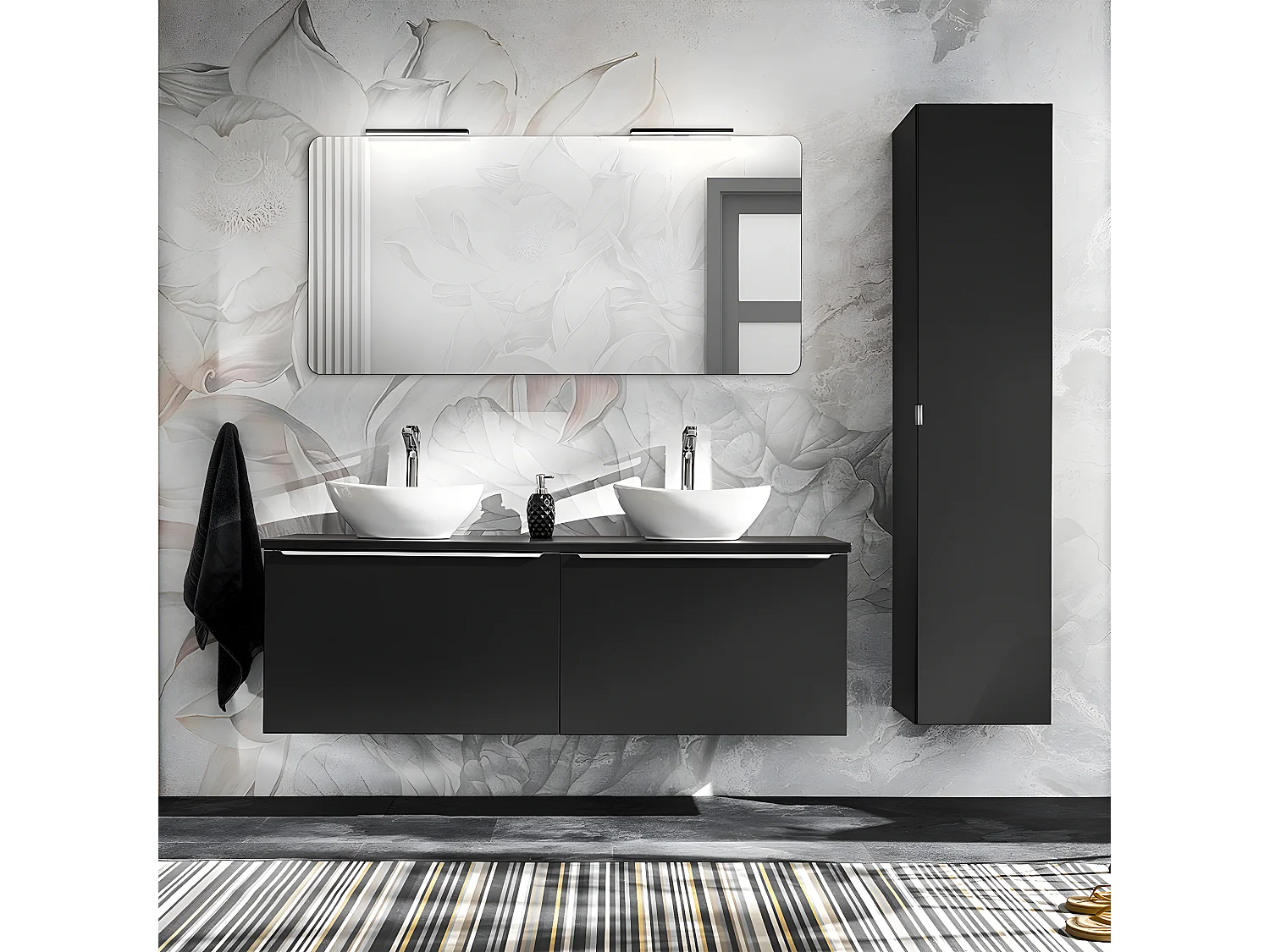 Meuble double vasque 160cm Éros Noir