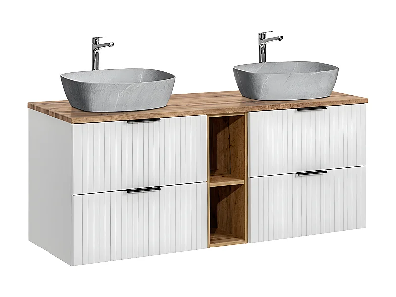 Mobile bagno doppio lavabo Adriel bianco effet