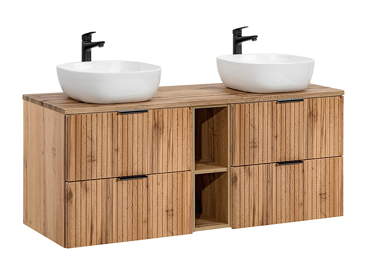 Dubbel tvättställsskåp 140cm 2 nischer och piedestal Adriel Wood