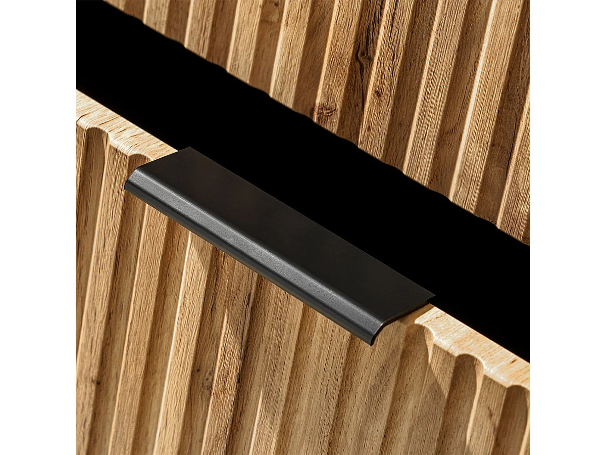 Ensemble meuble double vasque 140cm 2 niches et colonne Adriel Bois