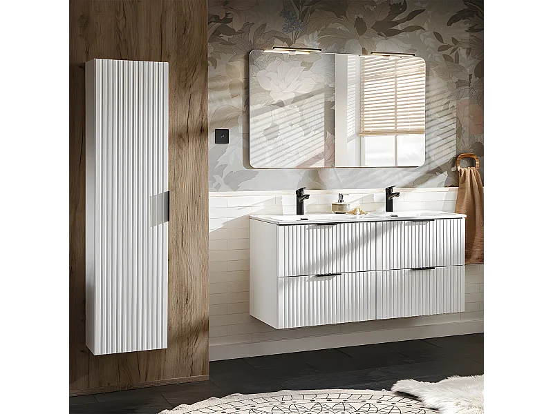Set di mobili da bagno doppio lavabo Adriel bianco 120cm