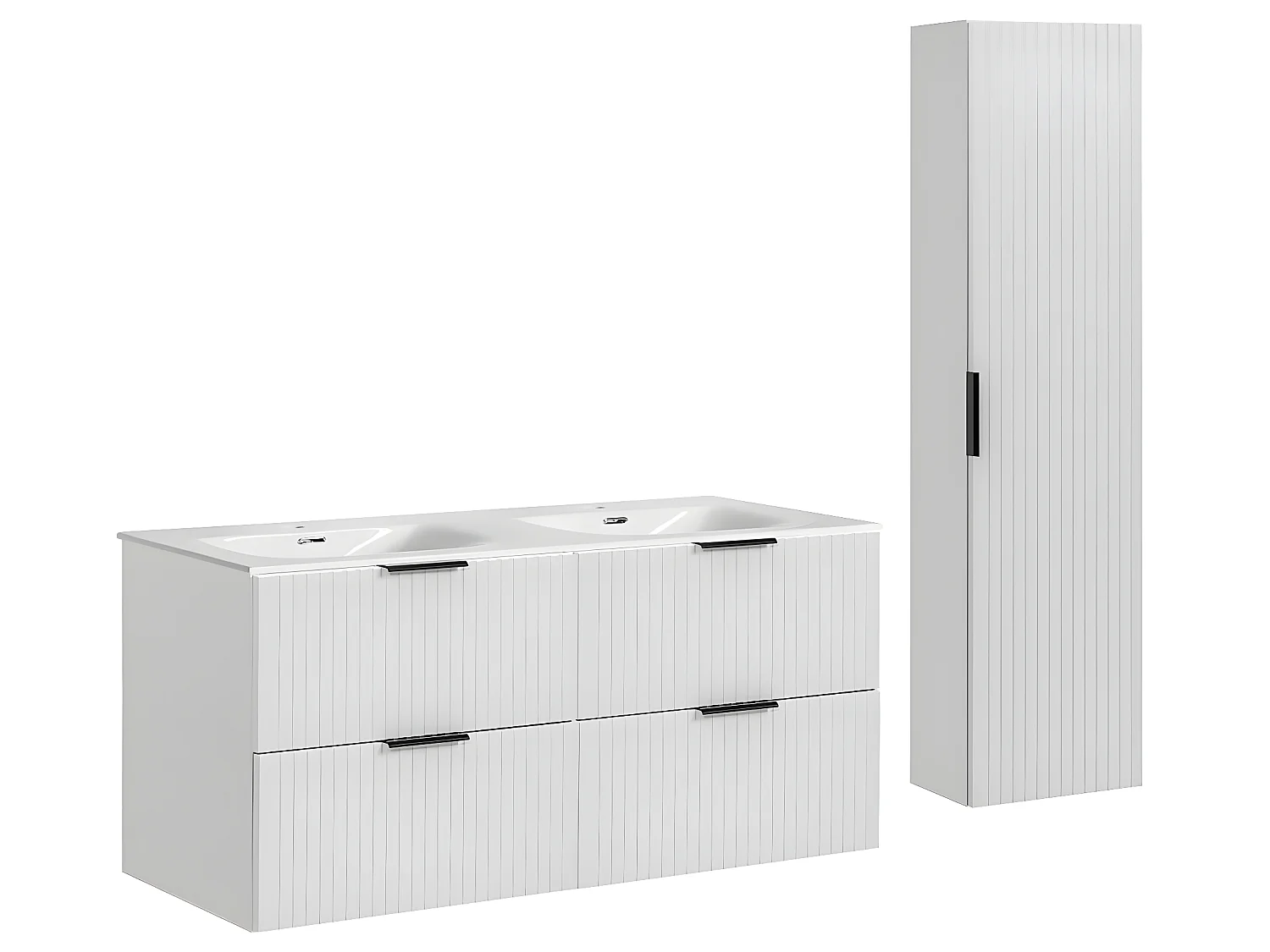 120cm dubbele inbouwwastafel en wastafelonderbouw Adriel Wit