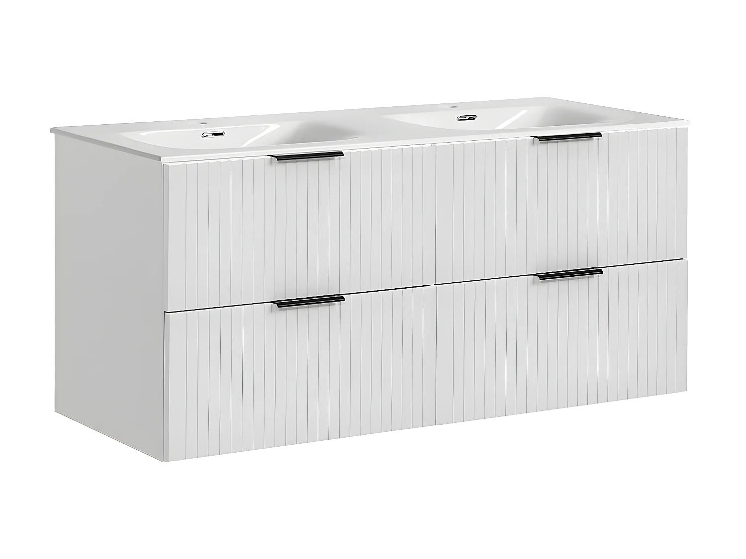 120cm dubbele inbouwwastafel en wastafelonderbouw Adriel Wit