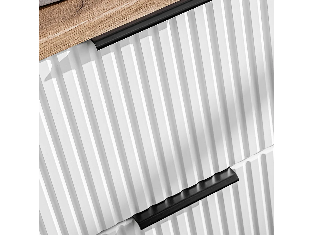 Ensemble meuble double vasque encastrée 120cm et colonne Adriel Blanc