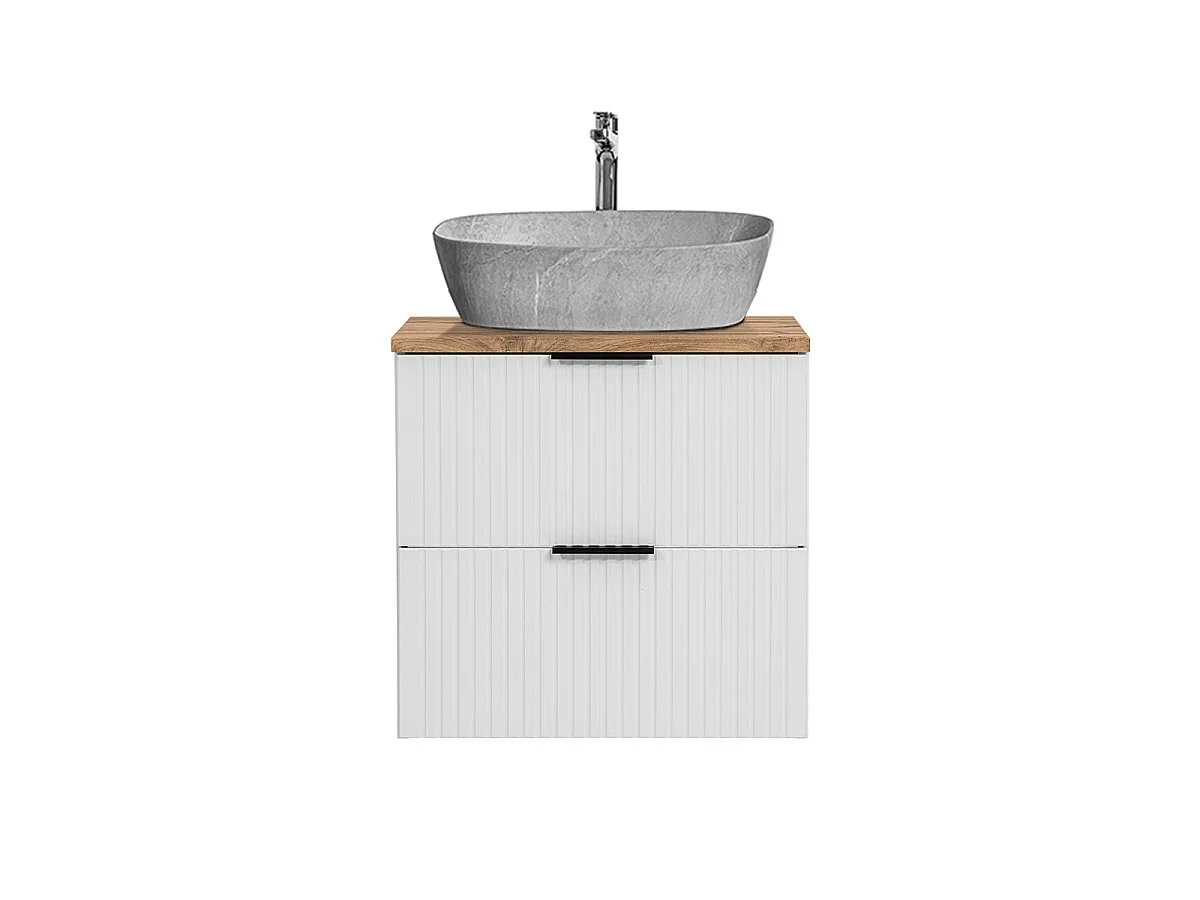 Meuble simple vasque effet pierre 60cm Adriel Blanc