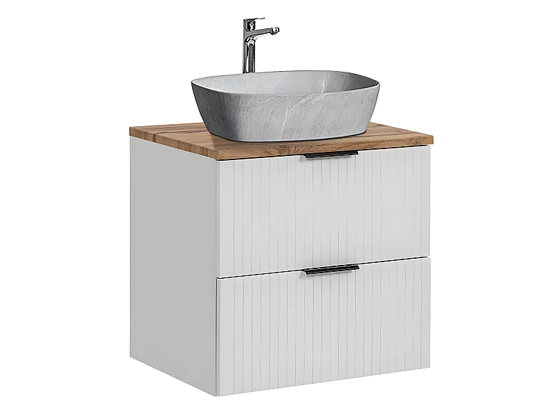 Mueble lavabo individual efecto piedra de 60 cm Adriel blanco