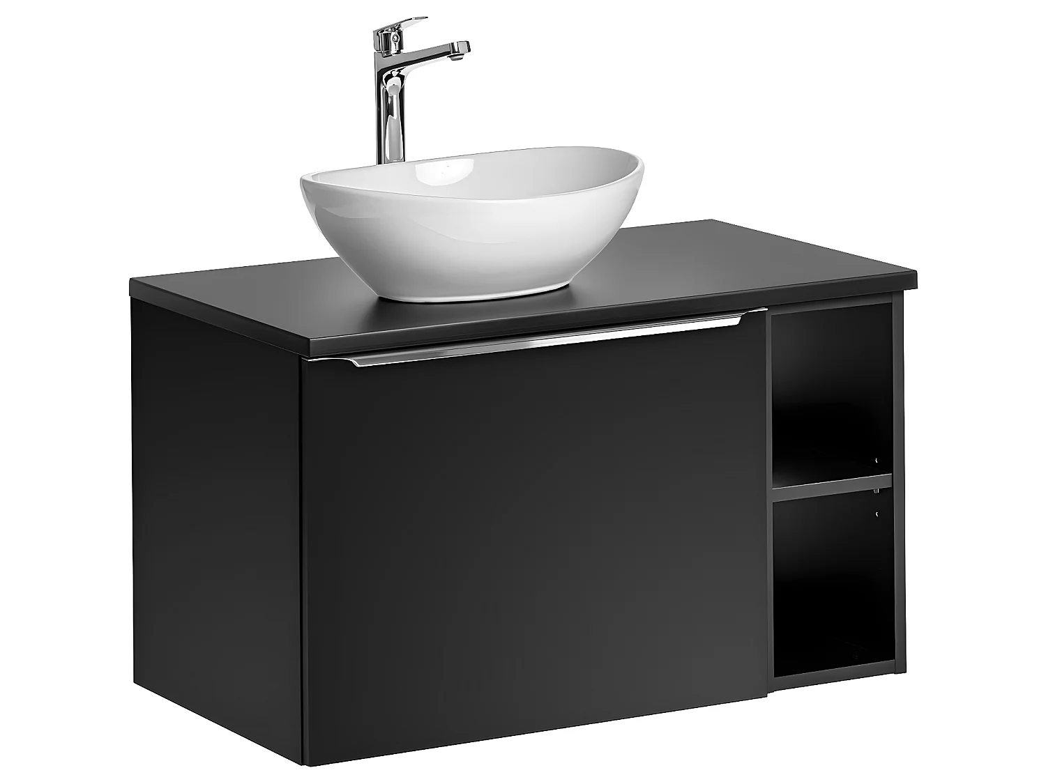 Meuble simple vasque 80cm 2 niches Éros Noir