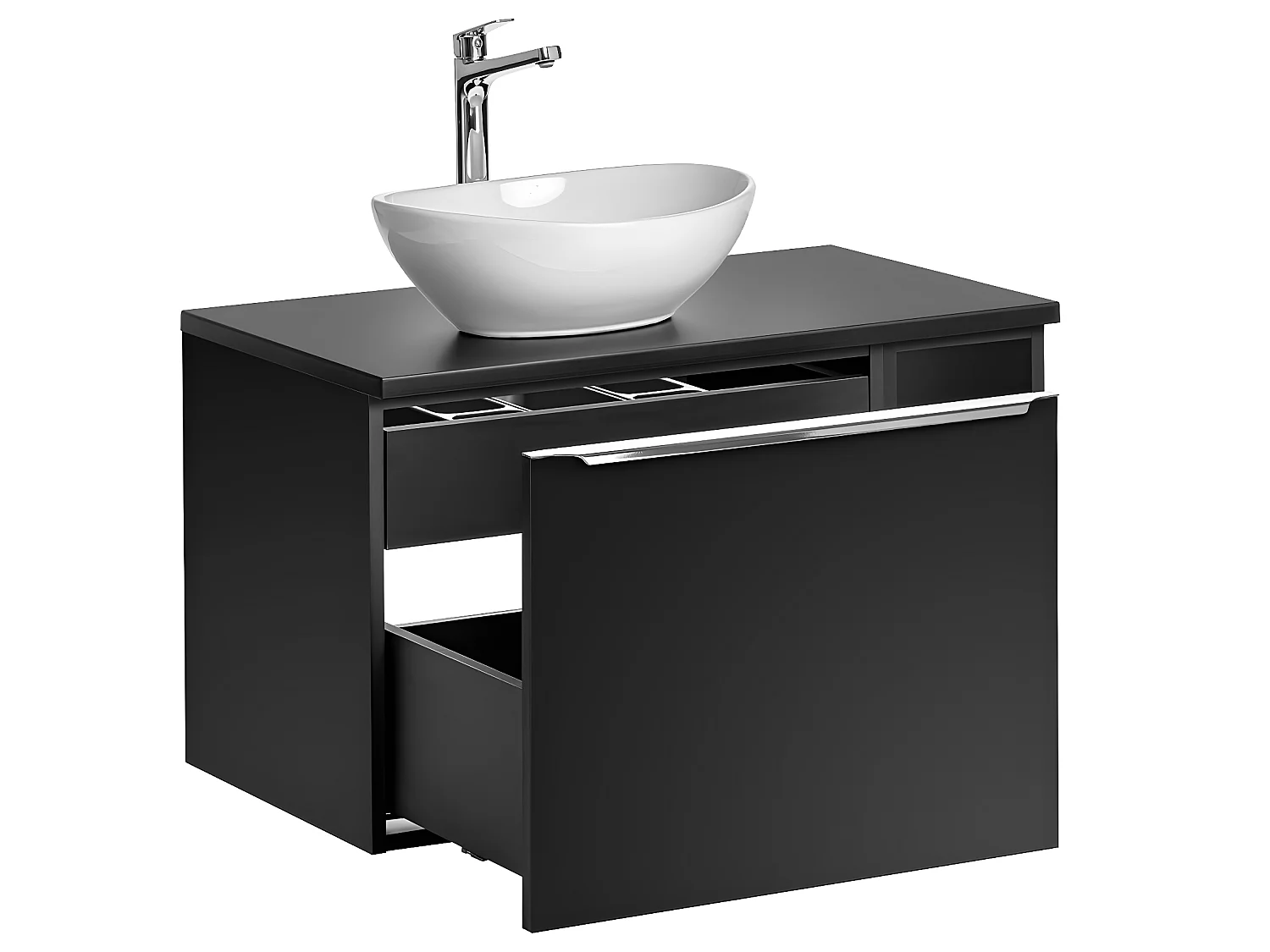 Meuble simple vasque 80cm 2 niches Éros Noir