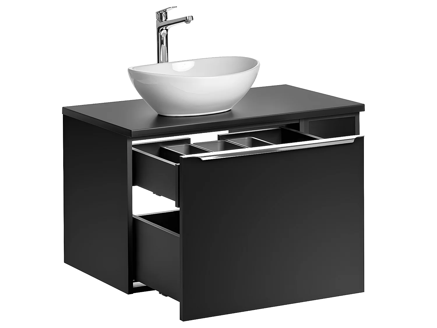 Meuble simple vasque 80cm 2 niches Éros Noir