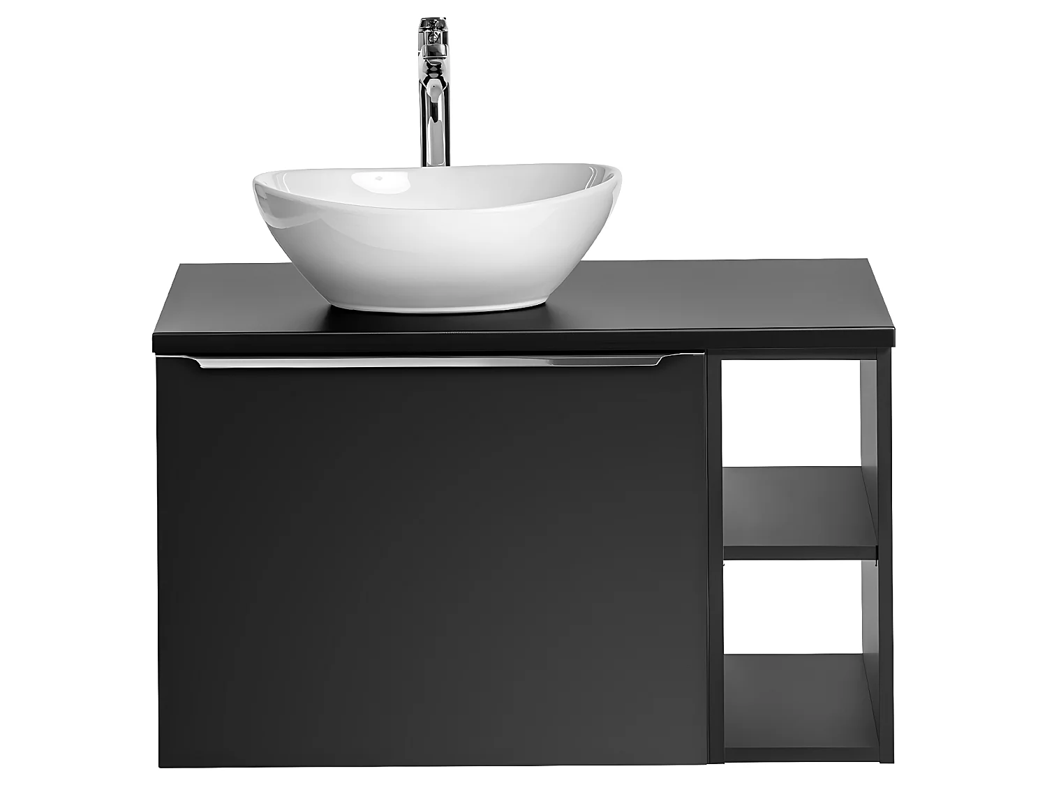 Meuble simple vasque 80cm 2 niches Éros Noir