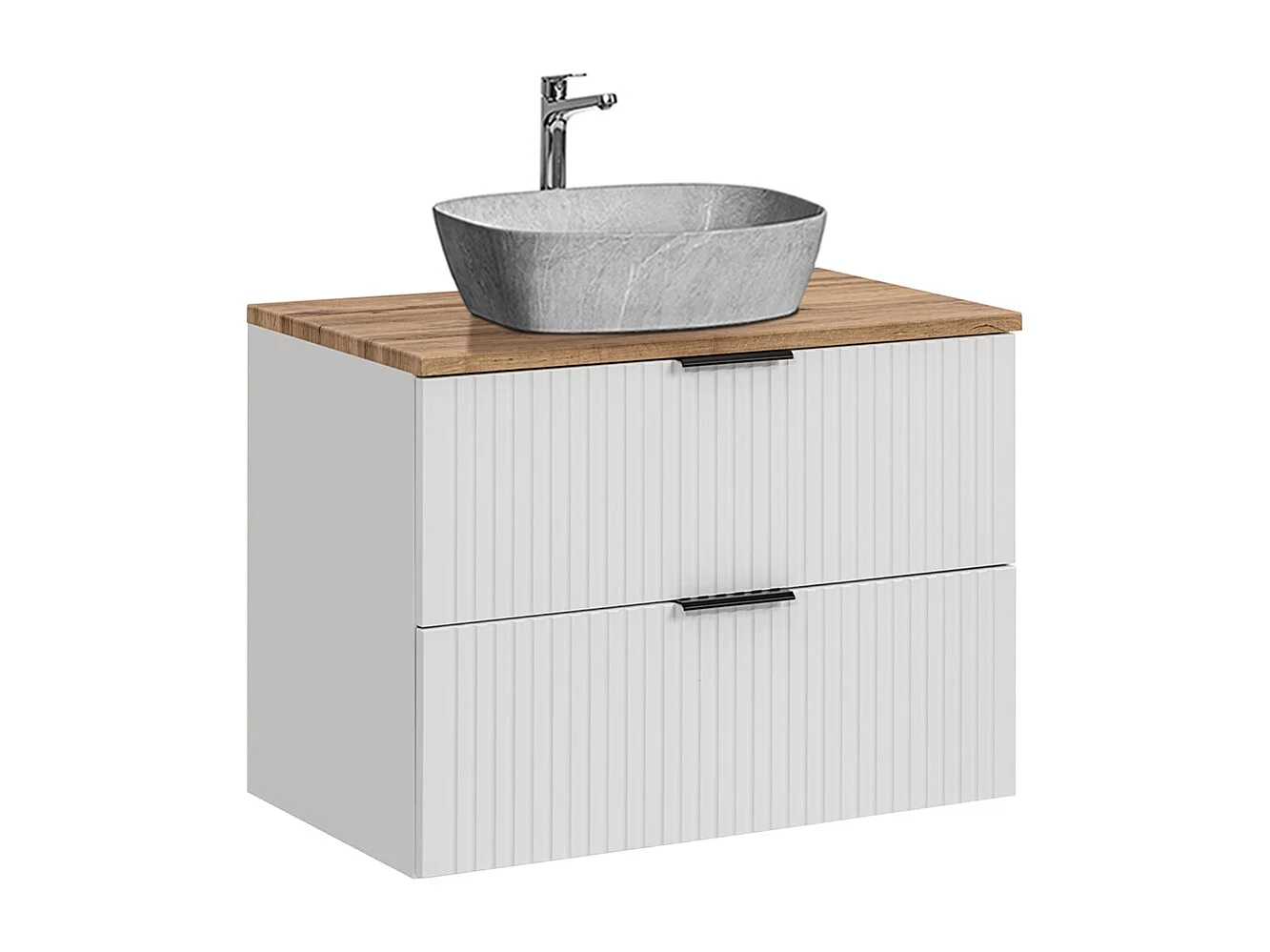Meuble simple vasque effet pierre 80cm Adriel Blanc