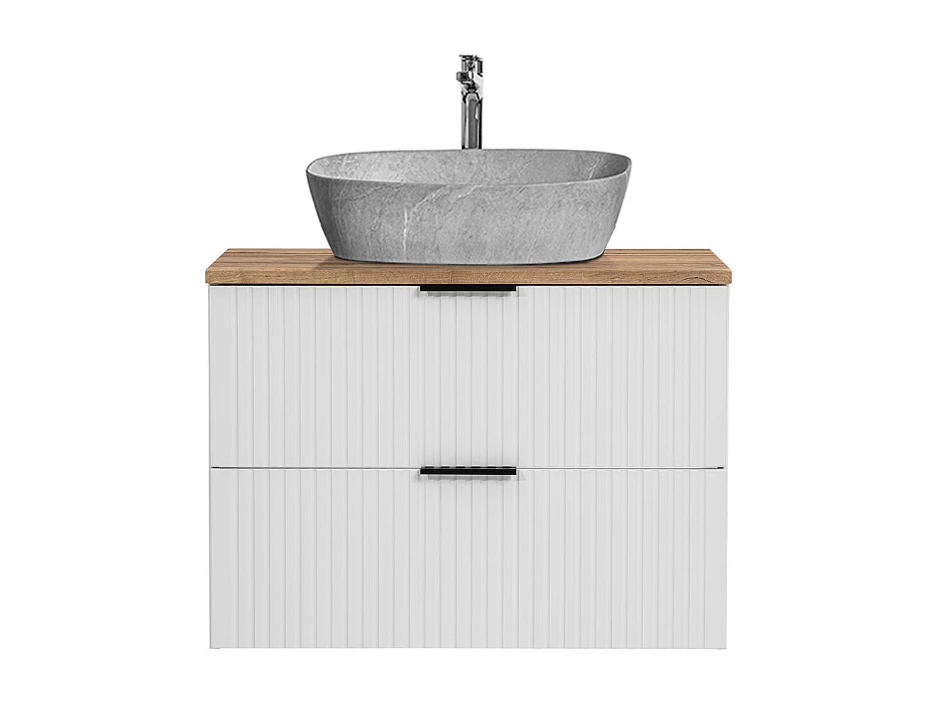Meuble simple vasque effet pierre 80cm Adriel Blanc