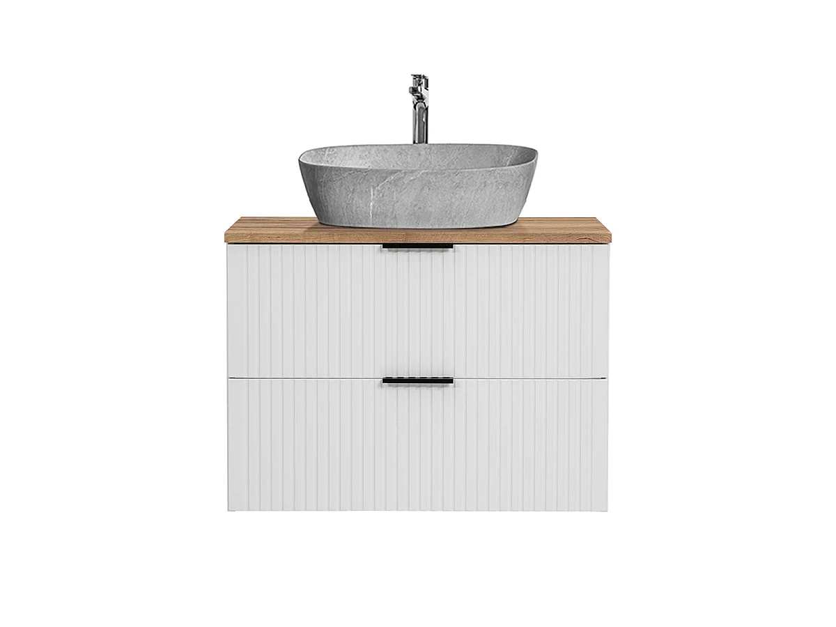 Meuble simple vasque effet pierre 80cm Adriel Blanc