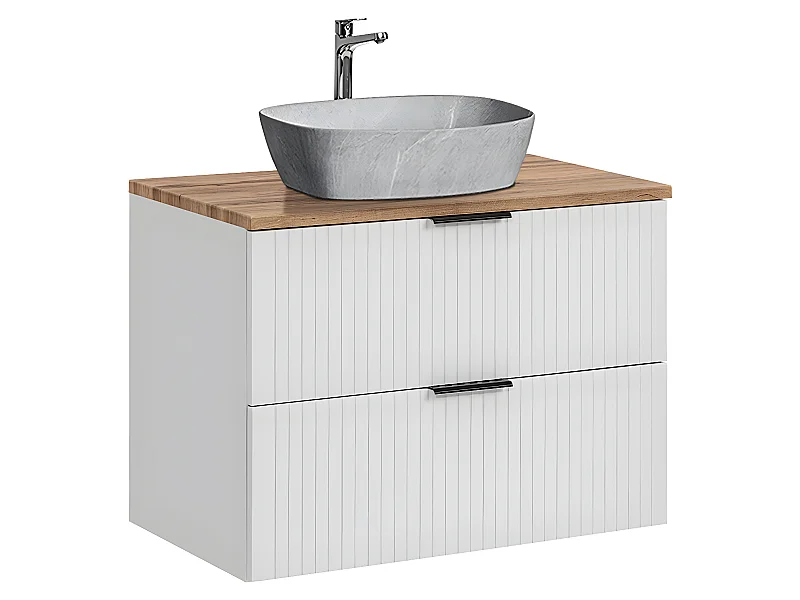 Mueble lavabo individual efecto piedra de 80 cm Adriel blanco.