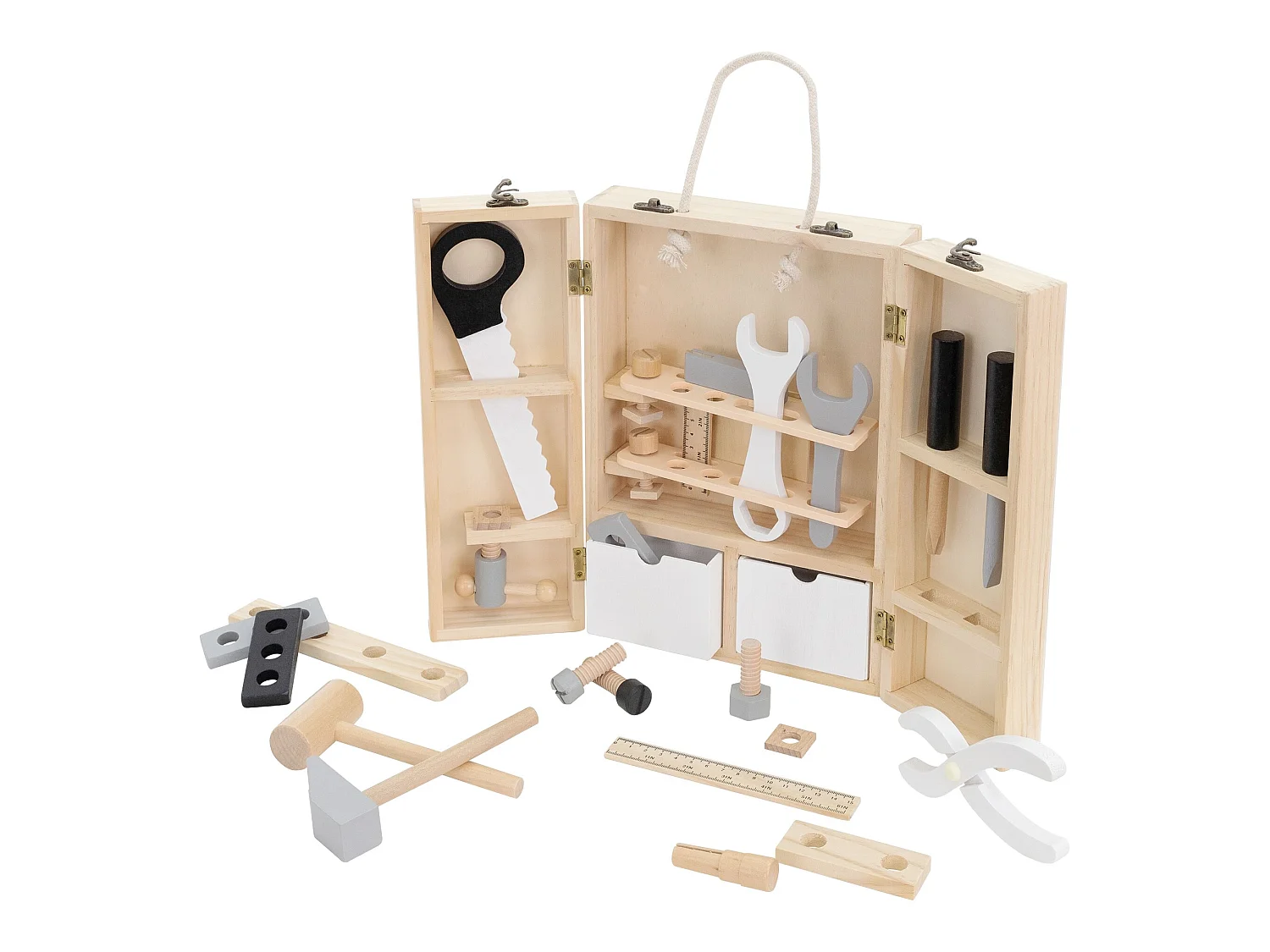 Boîte à outils Boîte à outils avec accessoires Enfants Jouets Boîte en bois