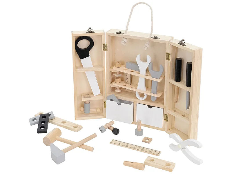 Boîte à outils Boîte à outils avec accessoires Enfants Jouets Boîte en bois