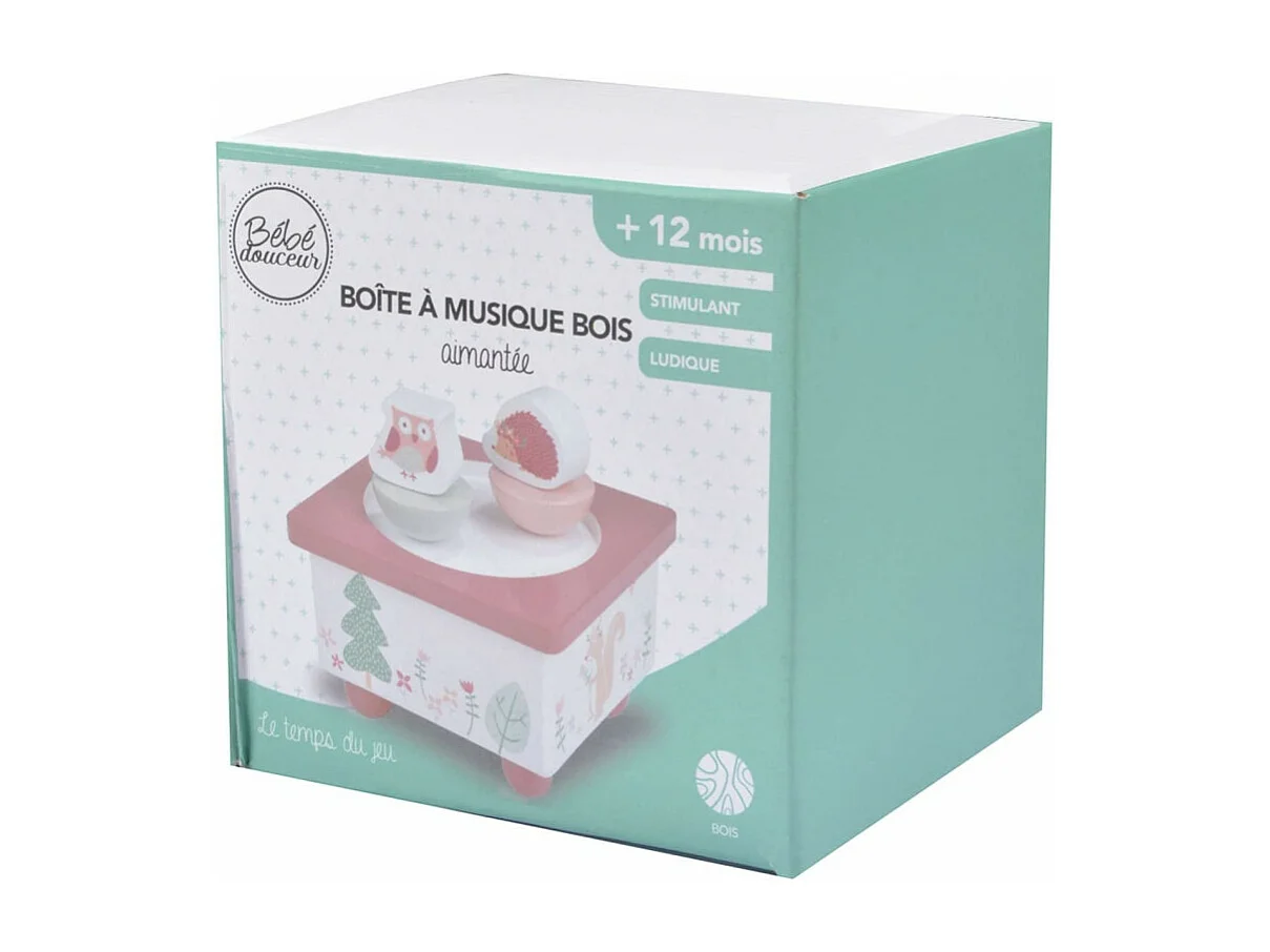 Boîte à Musique Bébé "Forêt Magique" 11cm Rose