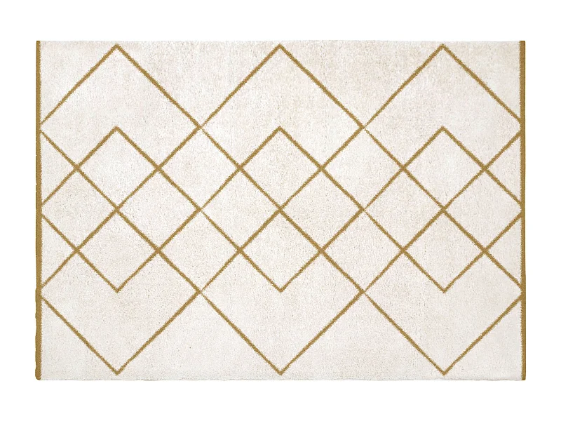 Tapete shaggy berbere 200x290 cm branco e dourado - PRYSMI